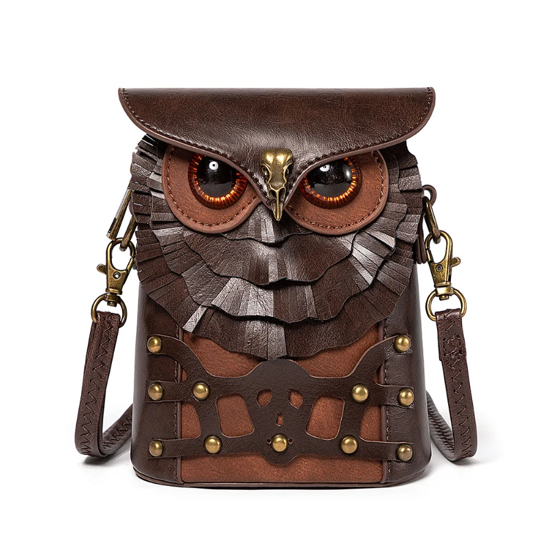 

1pc Medieval Contrasting Rivet PU Leather Women's Shoulder Bag, Steampunk Owl Shoulder Bag