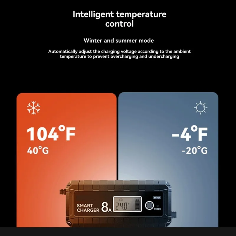 AA60-6V 12V 12.8V.8AMP 스마트 자동차 충전기 LCD 디스플레이 자동차 오토바이 리튬 리튬 인산염 배터리 4AH-100AHE
