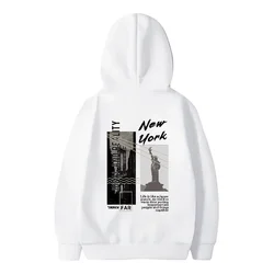 Harajuku Men Graphic Hoodies New York scenery Printed Design Pullover Hoodies Fashion Sudaderas Para Hombre Popular Sweatshirt