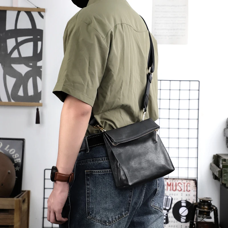 

Handmade Genuine Leather Men's Shoulder Bag Fashion Crossbody Messenger Bags For Male Outdoor Travel Sling Pack