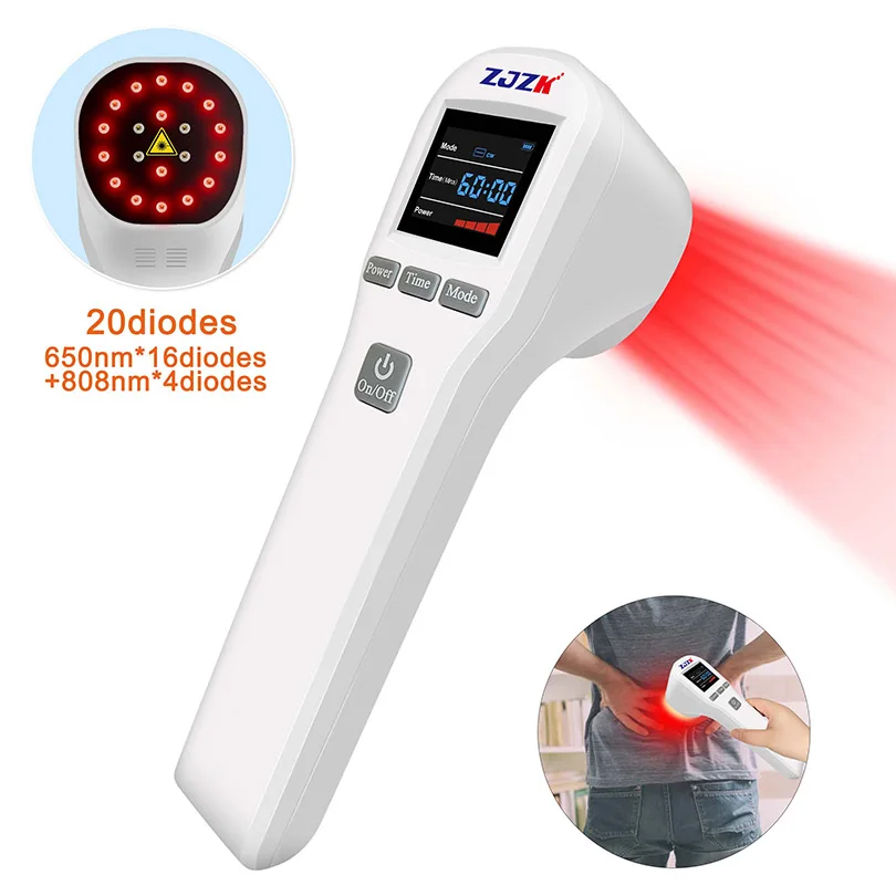 Low Level Cold Laser for Back Pain Relief At Home 4x808nm+16x650nm 20 Diode 880mW With Continuous and Pulse Working Modes