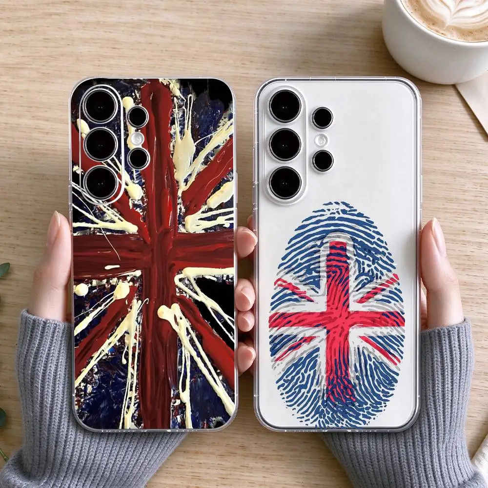 Union Jack-themed  Phone Case For Samsung S25,S24,S21,S22,S23,S30,Ultra,S20,Plus,Fe Transparent Cover Gift