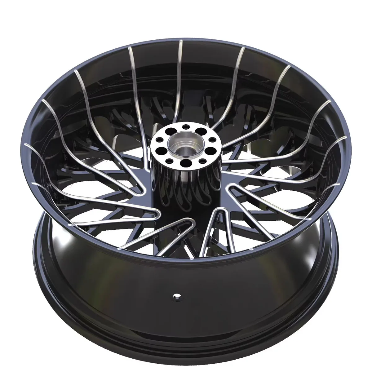 

New for 09-later Road-King Road Glide Street Glide Motorcycle Aluminum Alloy Wheels (Black/Chrome) for Front & Rear