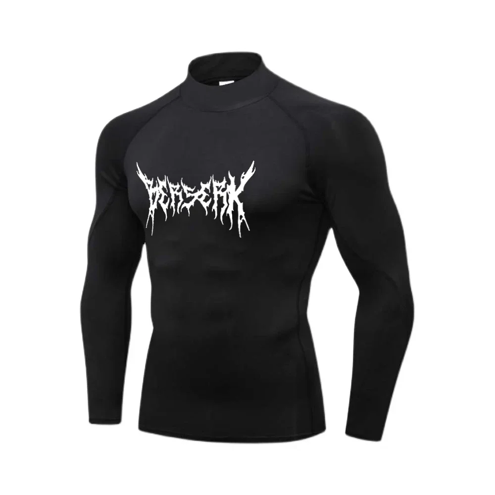 Anime Printed Men's Compression Shirt Turtleneck Long Sleeve Rash Guard Gym Base Layer Undershirt Gear Athletic Shirt