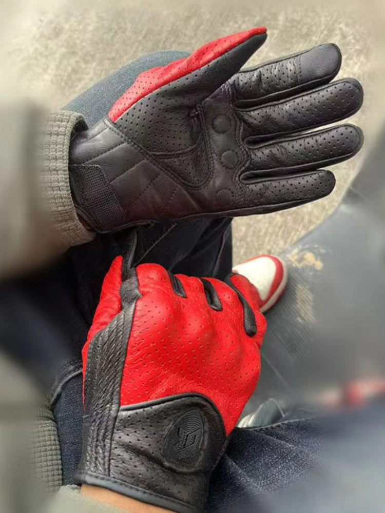 

MJMOTO винтажные кожаные мотоциклетные велосипедные перчатки с сенсорным экраном для бездорожья, защитные мотоциклетные перчатки с твердым корпусом, удобные дышащие