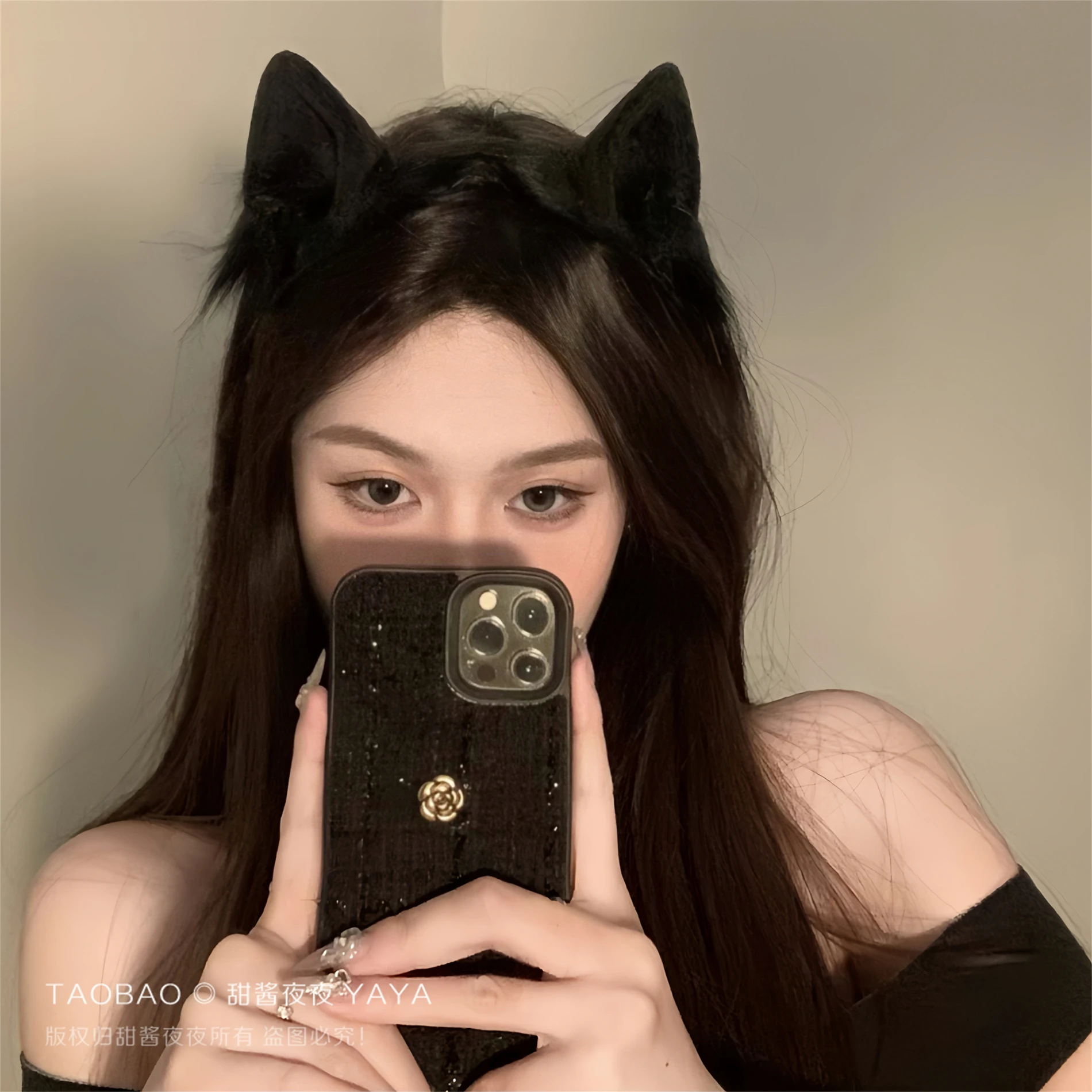 

2026 Original Hand Made Cat Lady Cat Ears Headdress Hair Hoop Cos Cos Artificial Stereoscopic Animal KC Cute Lolita Plush Ears