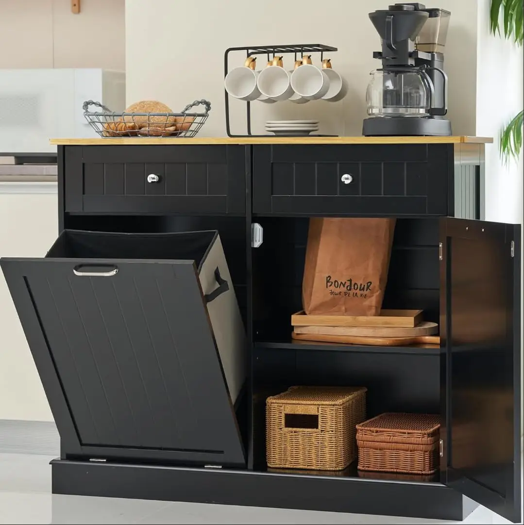 

Двухдверный шкаф для мусора, кухонные мусорные баки, корзина для белья, наклонный шкаф для мусорного бака, 13 галлонов, мусорный бак для защиты от домашних животных для жизни