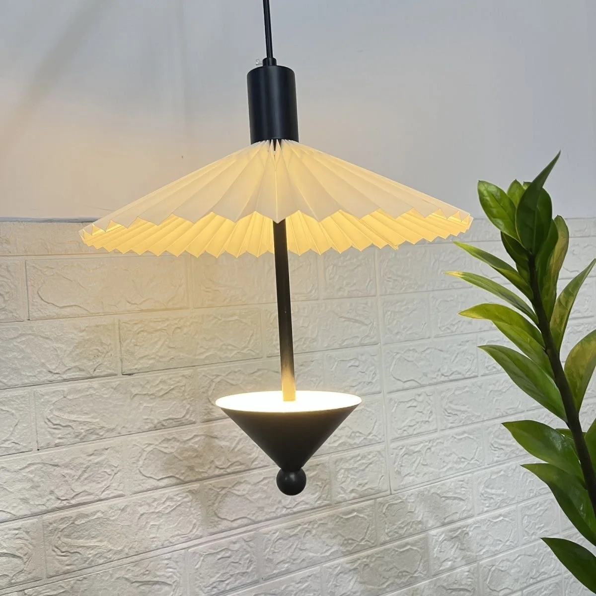 

Retro Creative Circular Pleated Fabric Pendant Light Living Room Bedroom Dining Room LED Bedside Indoor Decoration Hanging Lamp