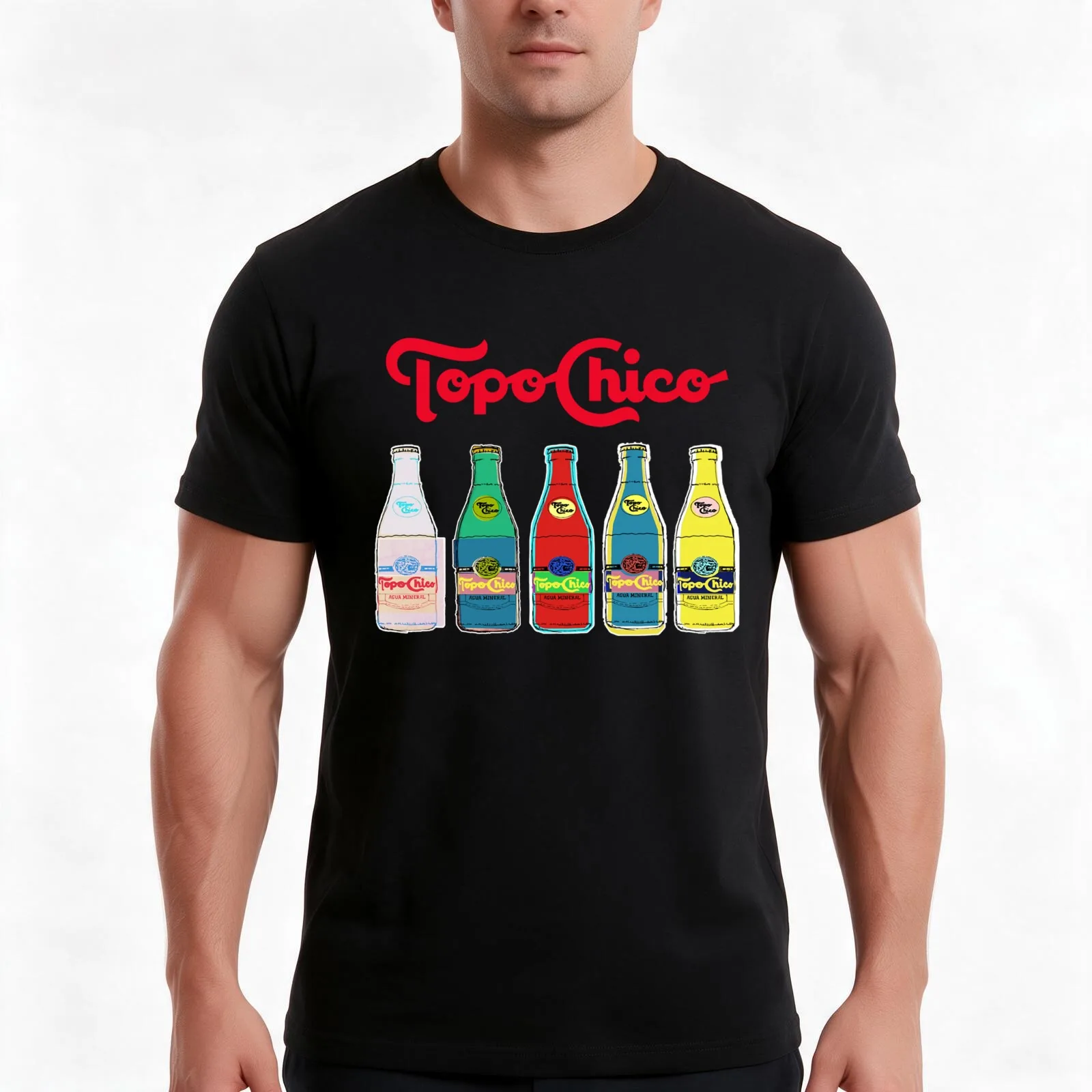Graphic Topo Chico Aqua Mineral T-Shirt, Summer Casual Cotton Tee, Oversized Streetwear Tops, Vintage Graphic Print, 100% Cotton