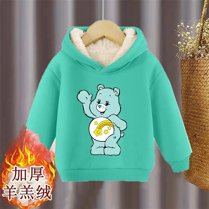 الرعاية الدببة الأطفال البلوز الكرتون أنيمي لامب كنزة صوفية من الصوف هوديس الخريف الشتاء Kawaii الدافئة سميكة ملابس رياضية القمم الهدايا