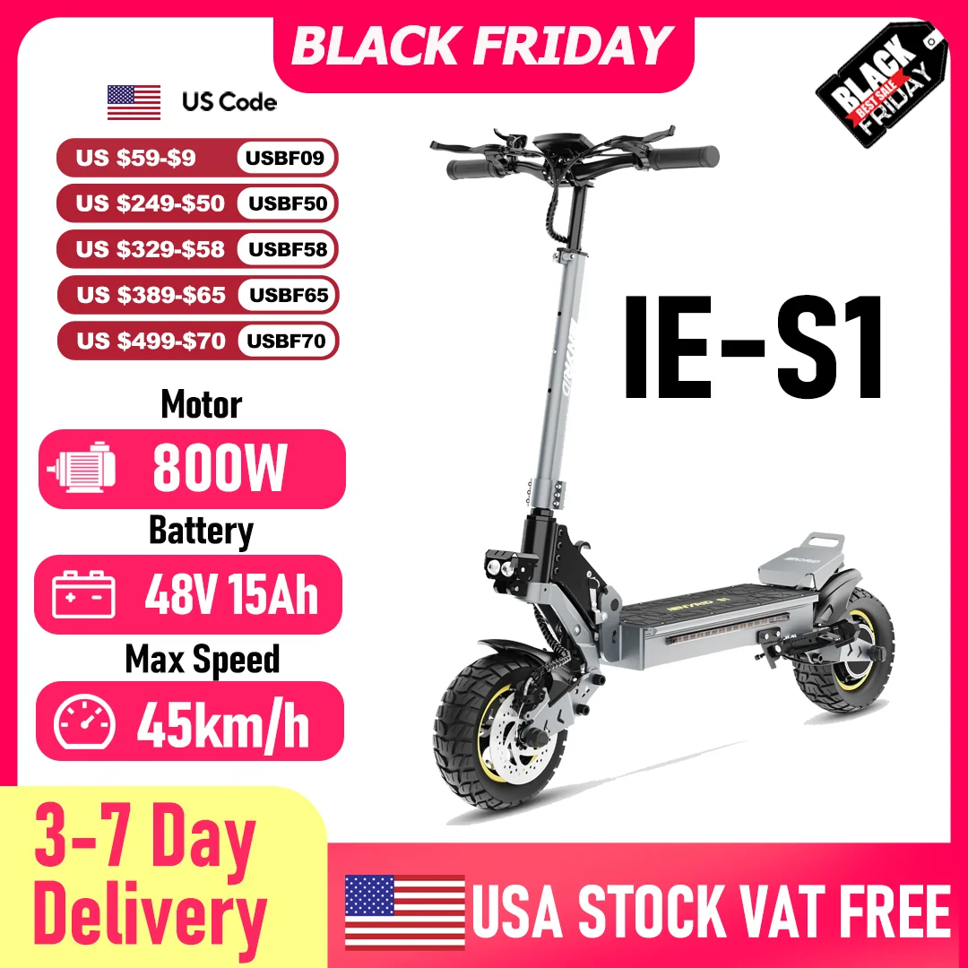 

IENYRID IE-S1 Electric Scooter 800W Motor 48V15AH Lithium Battery E-Scooter 10-inch Off-road Tires Foldable E-Scooters