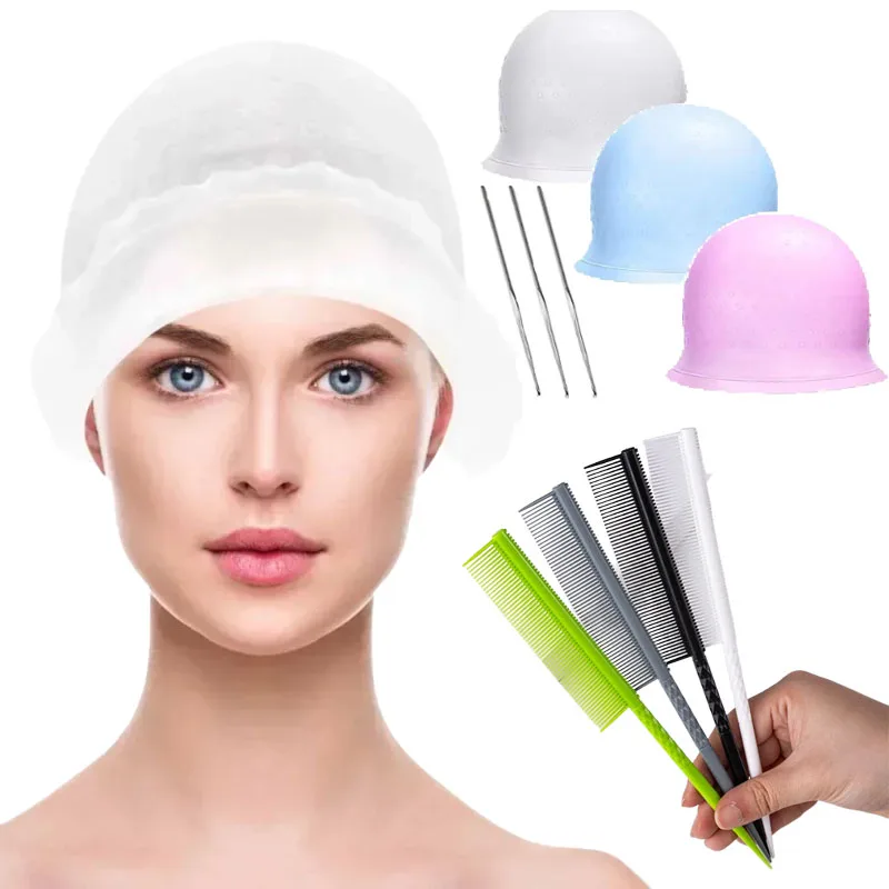 

Sharp Tail Hair Dye Comb and Silicone Hair Coloring Cap Sets Anti-static Heat-resistant Tail Comb Suitable for Salon Household