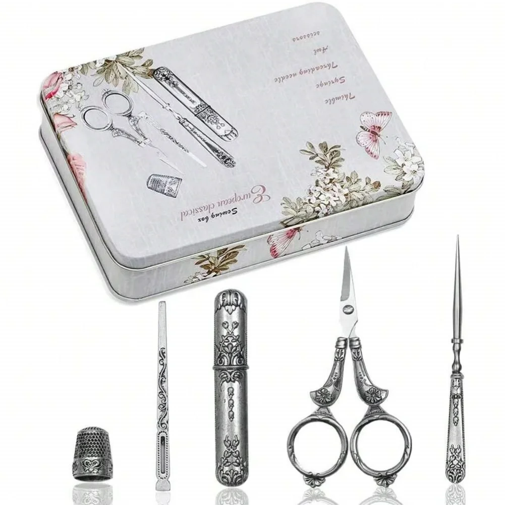 Embroidery Scissors Kit European Antique Vintage Sewing Kit Vintage Sewing Tools with Embroidery Scissors for Sewing Needlework - view 3