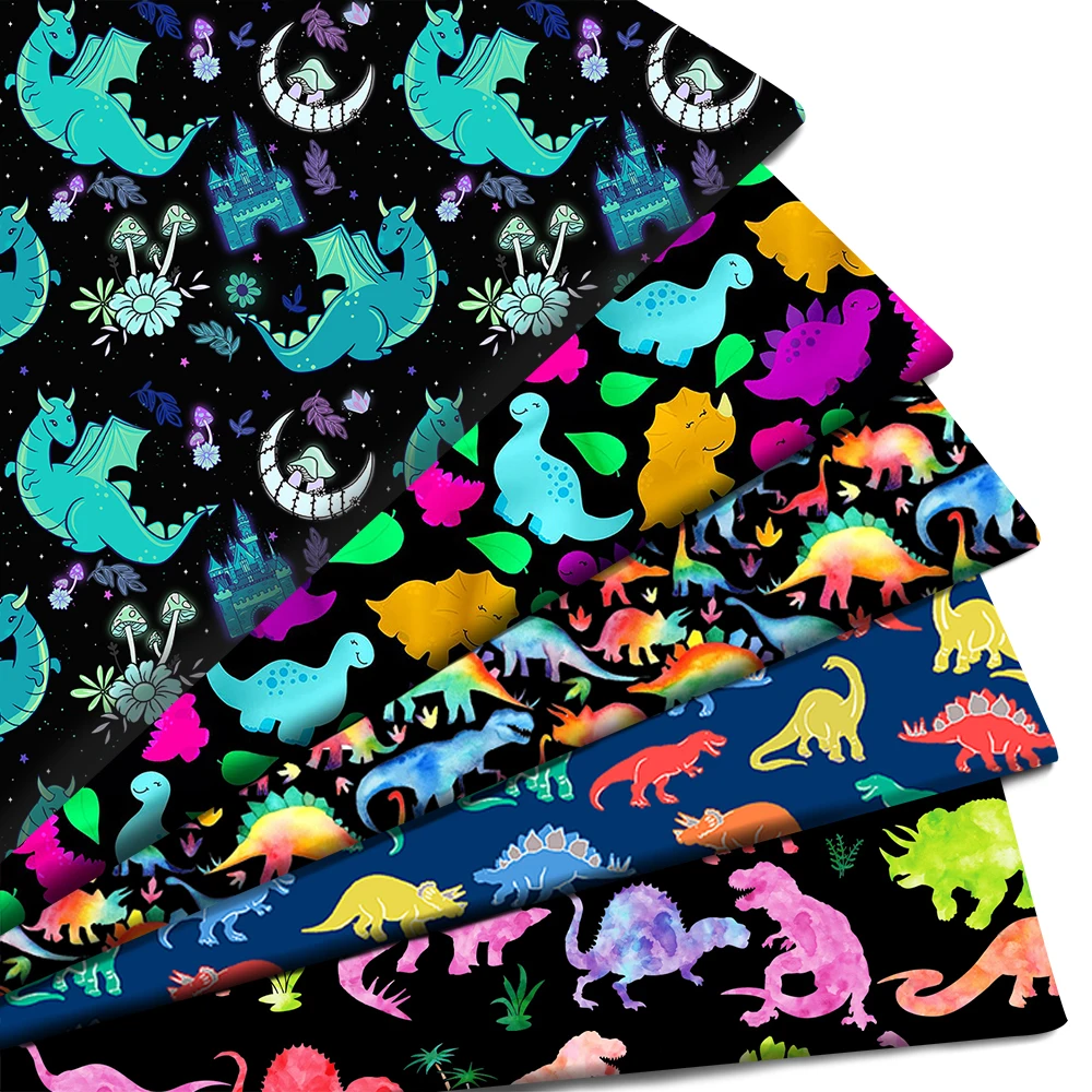 Cartoon Animal Dinosaur Printed Polyester Pure Cotton Material Patchwork Tissue Sewing Quilting Fabrics Needlework DIY Cloth