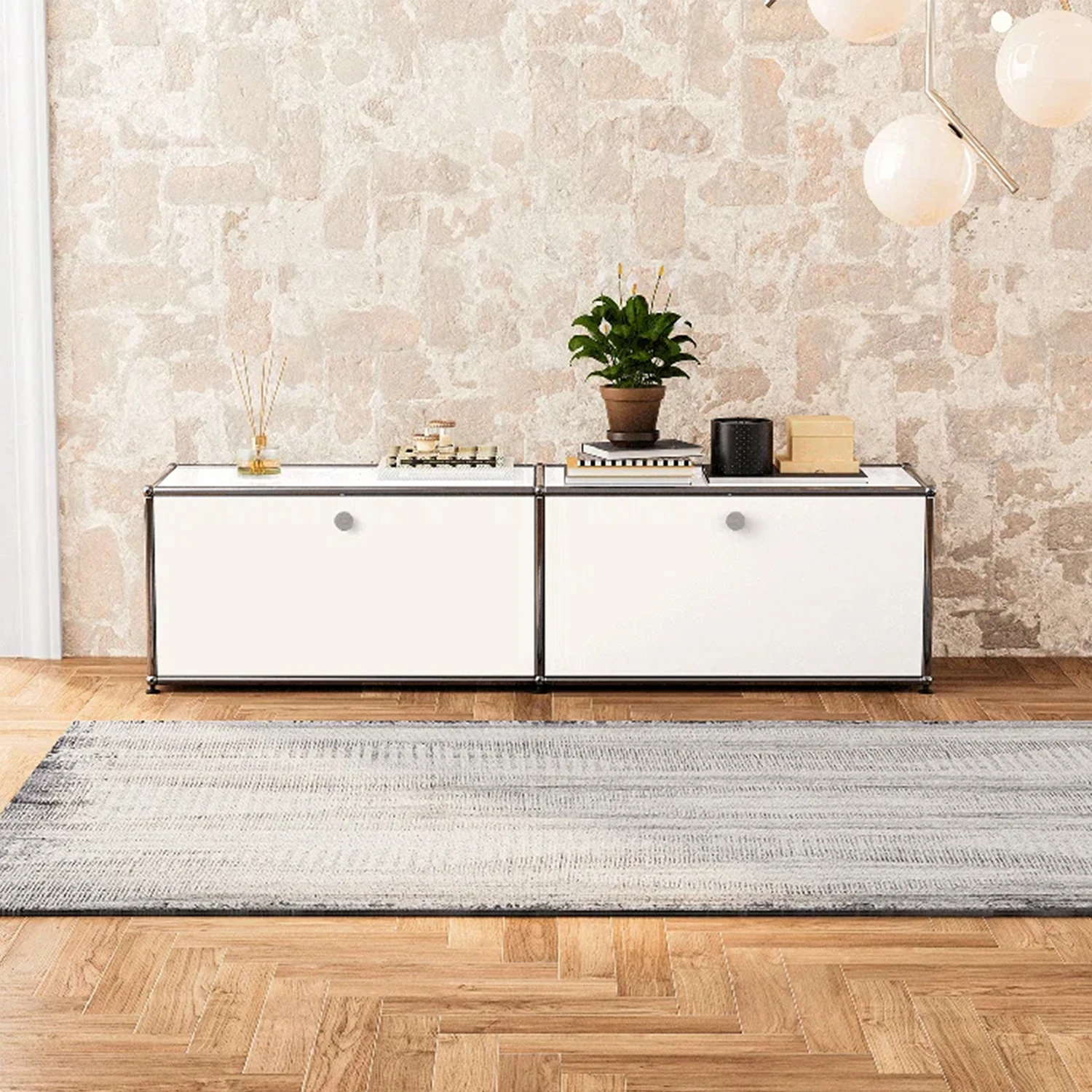 Aparador de armario de almacenamiento, estante de almacenamiento, mueble Modular, tablero de Metal de acero inoxidable, armario de sala de estar, sin llaves