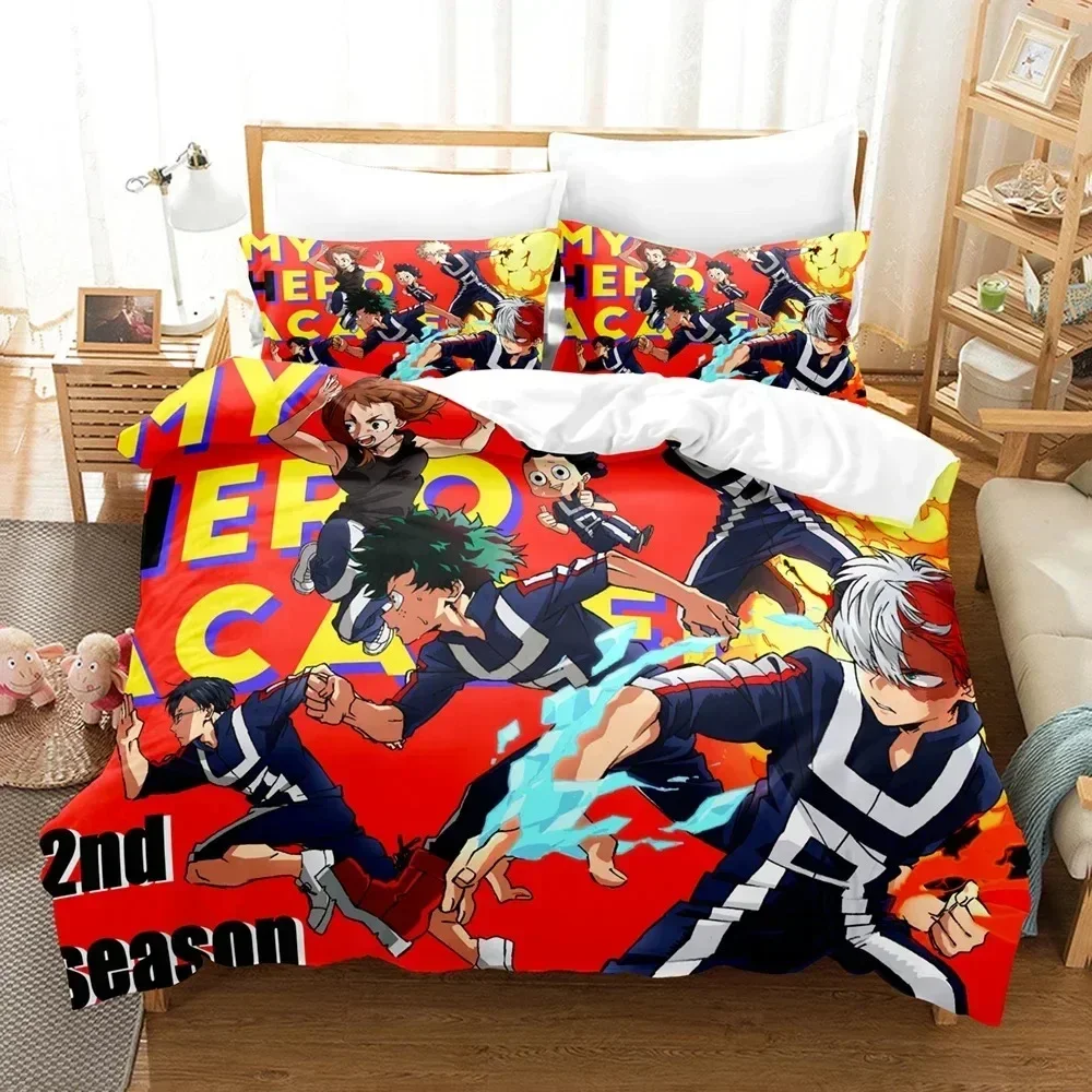 

My Hero Academia Bedding Set Japan Anime Printed Bed Set With Pillowcase Bed Duvet Cover Soft Queen King Size Bedclothes Home