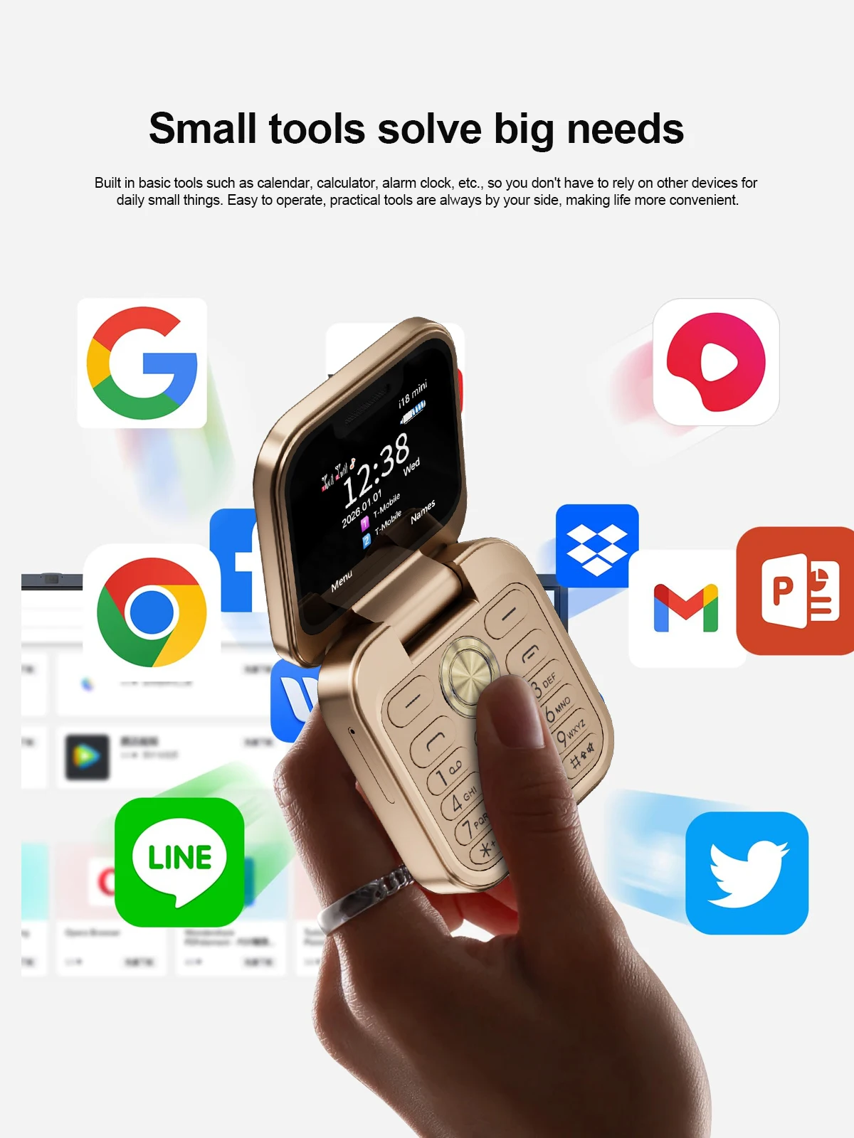SERVO I18 mini 2G GSM/4G LTE Network Flip Mobile Phone 1.77-inch Screen Dual SIM FM Radio Flashlight Blacklist Mobile Phones