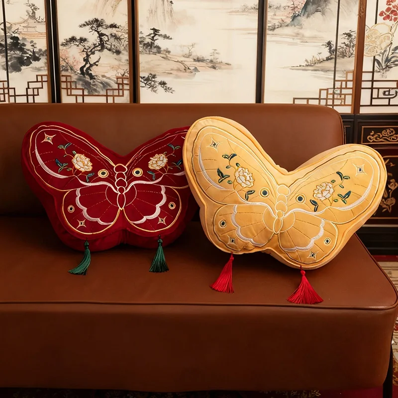 

Декоративная подушка в китайском стиле с бабочкой, классическая элегантная плюшевая подушка с бабочкой, диван, декор комнаты, обменный подарок