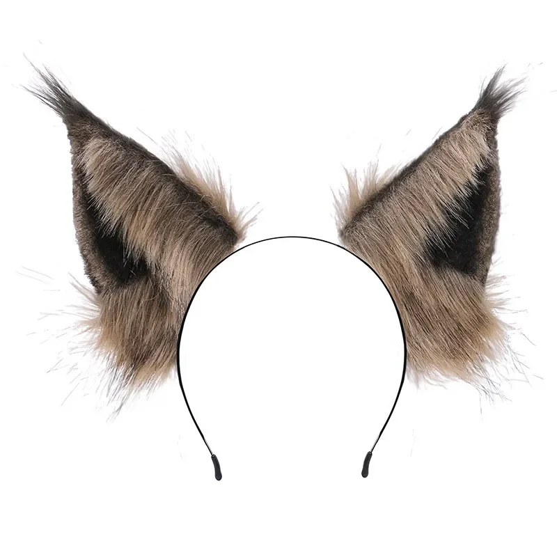 Accessorio per capelli Lolita con orecchie di volpe in peluche morbida per cani da donna, animali pelosi, bestia, lupo    Costume cosplay anime Halloween Natale