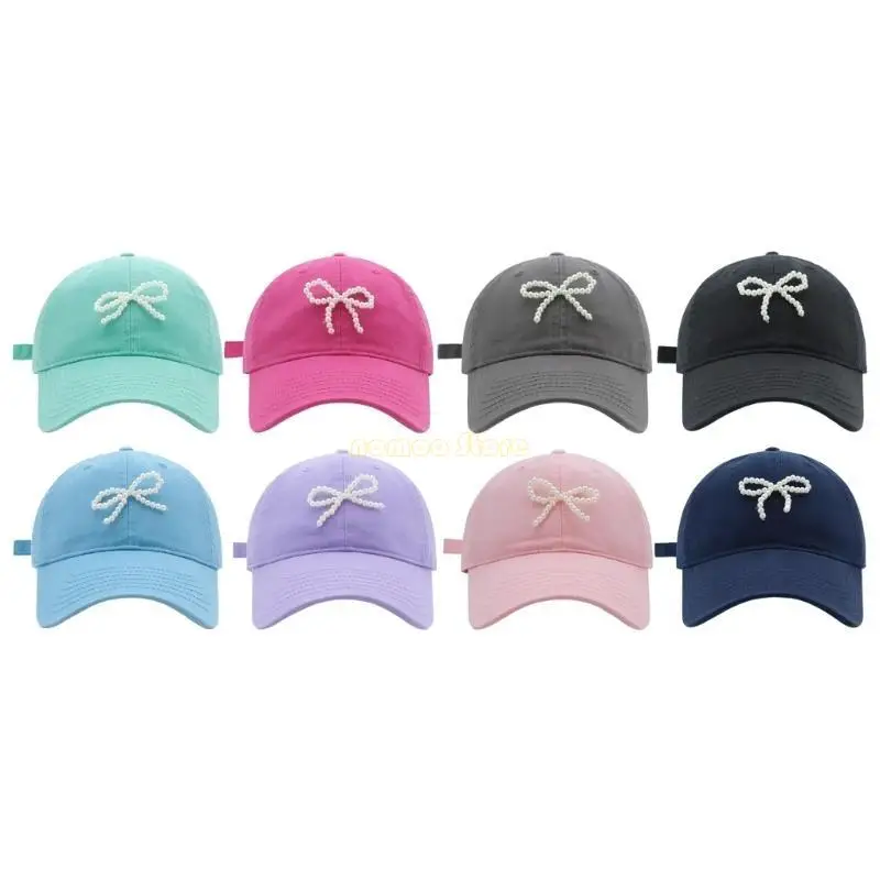 

31BF Modern Baseball Hat Casual Summer Sport Headwear Pearl Bow Pearl Bow
