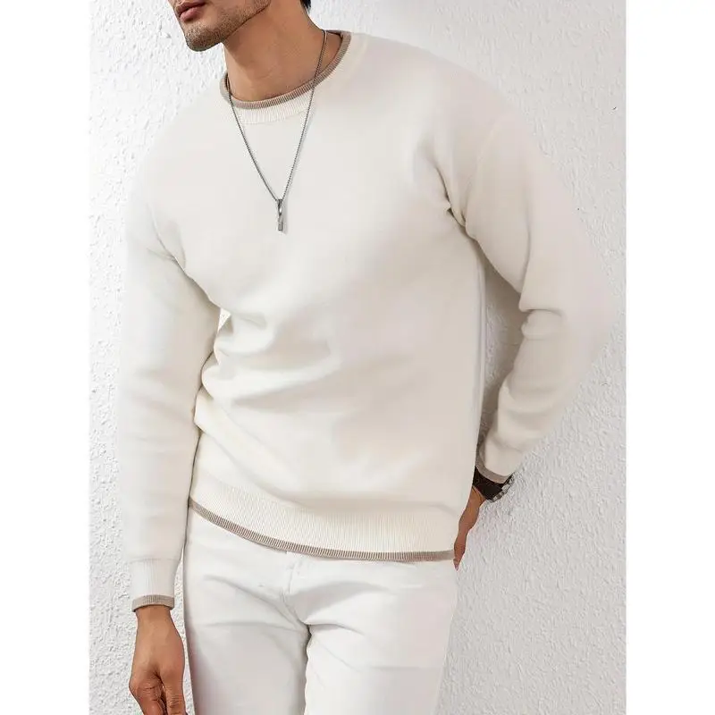 

Color Block Sweater round Neck Knitted Top Women's Fashion Cross-Border Color Knitwear Spring Season Non-Shrinking