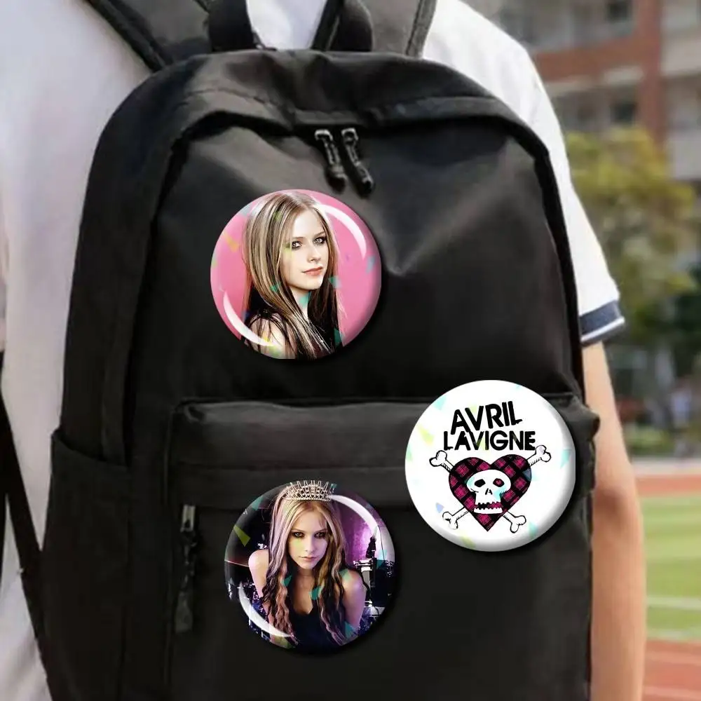 Pop-Punk A-Avril Lavigne Y2K Round Badge Pins Creative Pins Bag Decor Accessories Fan Collection Gifts for Friends