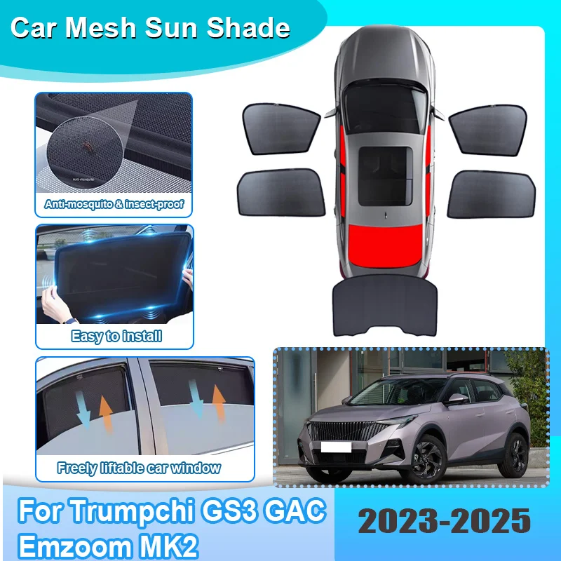 

Солнцезащитный экран для окон автомобиля Trumpchi GS3 GAC Emzoom MK2 2023-2025: сетчатый козырек, блокирующий УФ-лучи, шторка на раму лобового стекла, автомобильные аксессуары