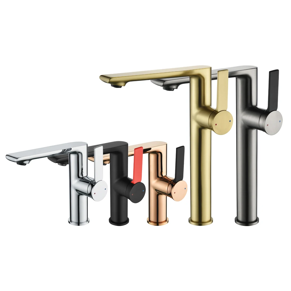 جودة عالية 10 سنوات الضمان بالوعة الحمام صنبور ثقب واحد مغسلة صنبور المياه الساخنة والباردة الحنفية خلاط نحاسي حوض الحنفيات صنبور حمام فاخر حديث لتجديد حمام الفيلا الفندقية #1