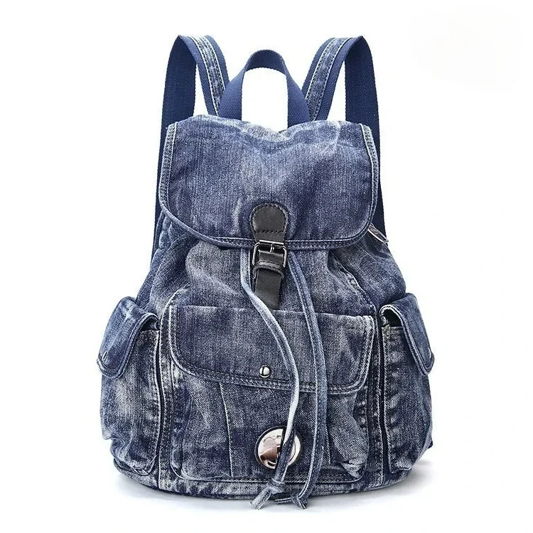 Fashion Casual Denim Women Backpack Large Capacity Jean Bag Teenage Girls School Shoulder Bag Female Backpack