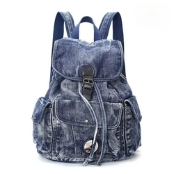 Zaino da donna in denim casual alla moda Borsa Jean di grande capacità Borsa a tracolla da scuola per ragazze adolescenti Zaino femminile