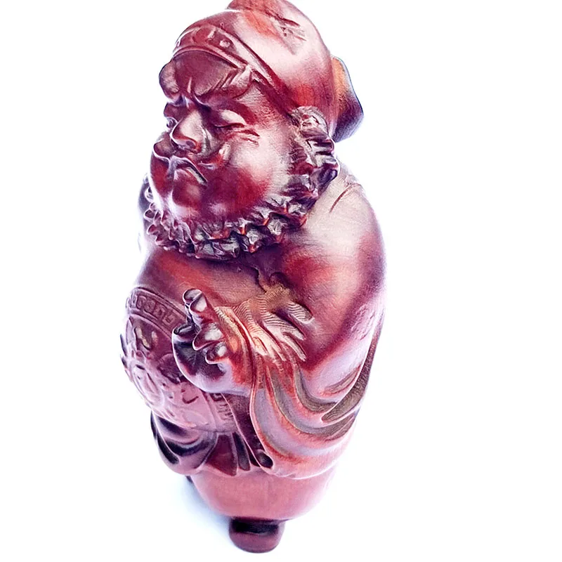 BY230 - 7 CM Tall Boxwood Carving Figurine : Zhong Kui Warrior Man