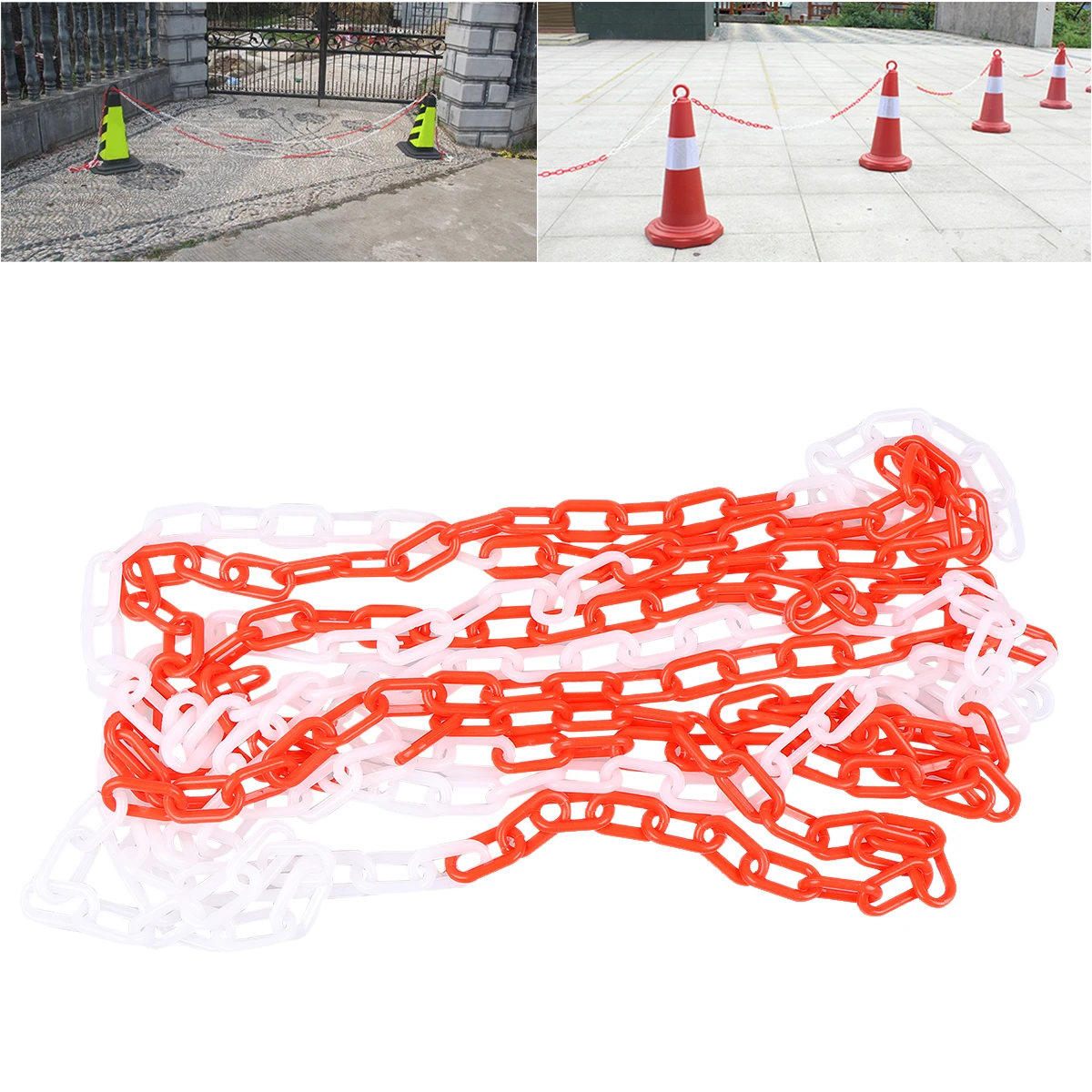 6M Plastic Safety Uv Resistant Bright Yellow Heavy Duty Crowd Control Chain For Construction Site Event Warehouse Security Belt