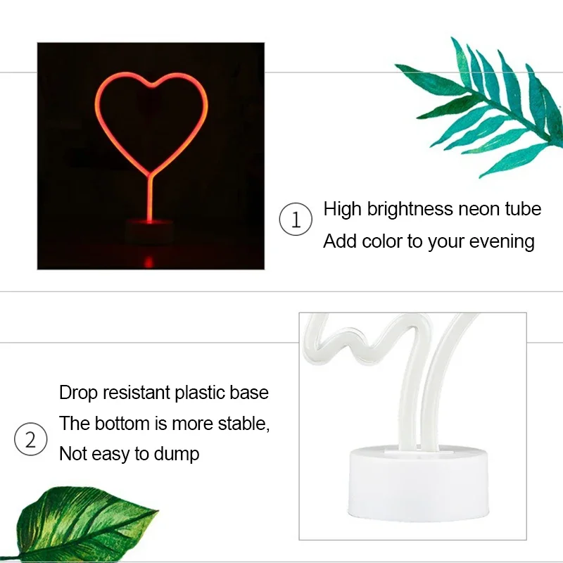 Rainbow Neon LED Night Light Battery Powered Desktop Night Lamp for Bedroom Wedding Gift Kids Birthday Party Ambiance Decoration