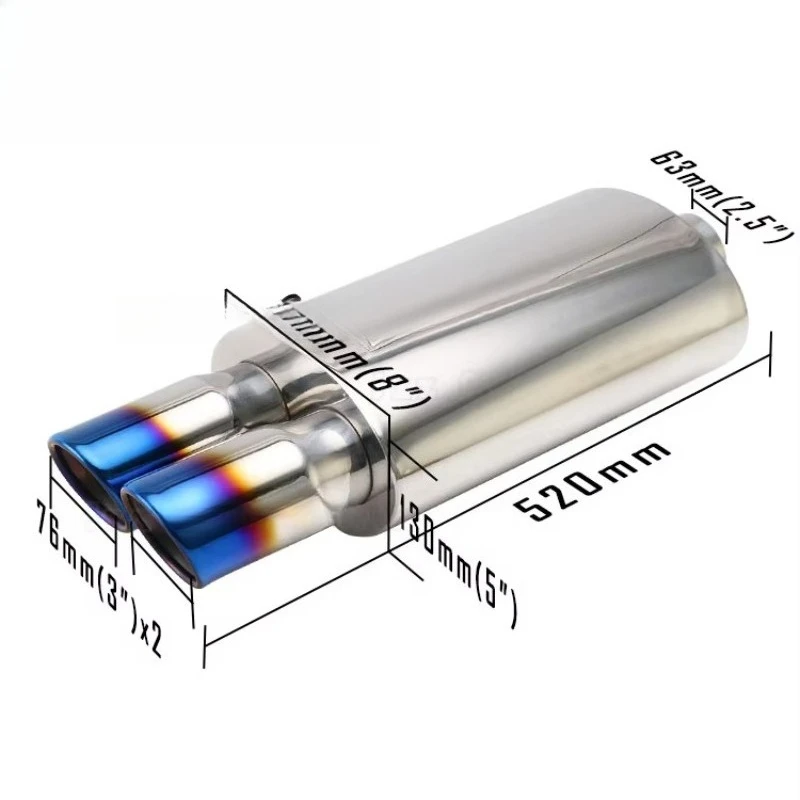 Upgraded car exhaust pipe 63mm inlet b outlet oval 8 