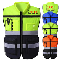 Custom LOGO Reflective Safety Vest for Men Work Vest with Pockets and Zipper Safety Construction Two Tone Workwear Vest