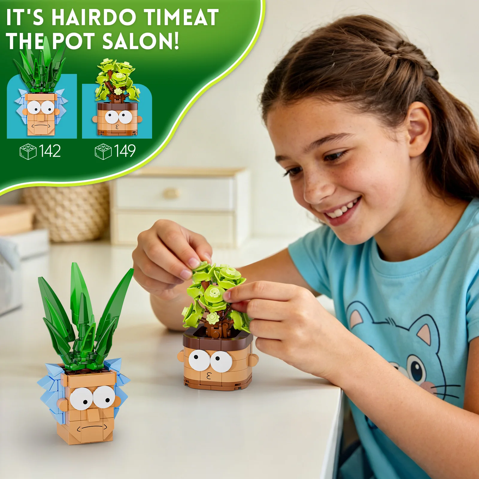 JAKI Potted Plant Building Blocks Set for Adults Funny Cartoon Planter Models Botanical Desktop Display Home Decor Gifts
