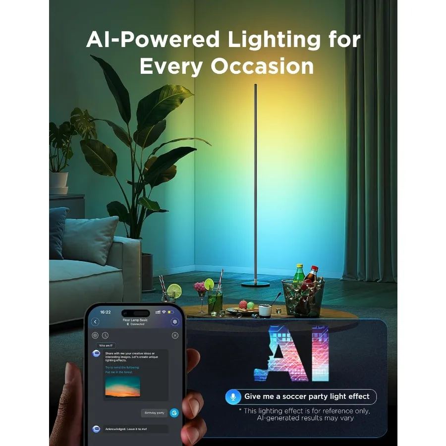 RGBIC Floor Lamp Basic LED Corner Lamp Works with Alexa 1000 Lumen Smart Modern Floor Lamp with Music Sync and 16 Million DIY C image 6