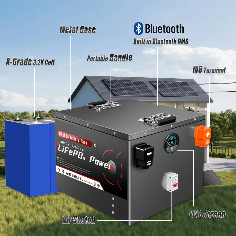 24 فولت 48 فولت 100 أمبير 200 أمبير LiFePO4 بطارية حزمة مع بلوتوث BMS 6500 + دورات للمنزل Soalr RV PV العاكس قارب عربة جولف #3