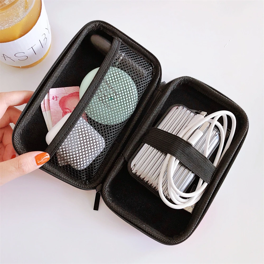 Digital Portable Organizer Case for Airpods Headphones Power Bank Charger USB Cable Storage Bag Snoopy Hello Kitty Mermaid