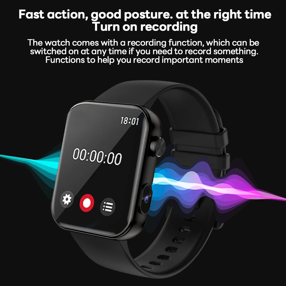 2025 New Smart Watch with Camera Record Videos Sync Phone Camera Large Memory Dynamic Video Dial Music Bluetooth Call Smartwatch