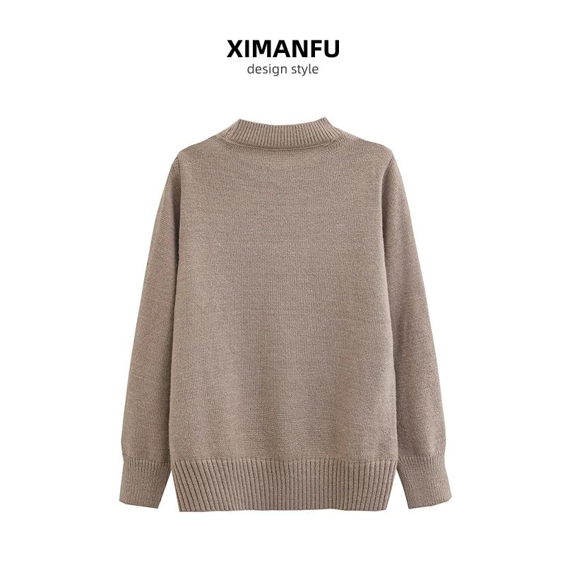 2023 New Women Loose Casual O-neck Long Sleeve Pullover Autumn Winter Cartoon Print All-matched Mohair Sweater Jumper Tops Y2k