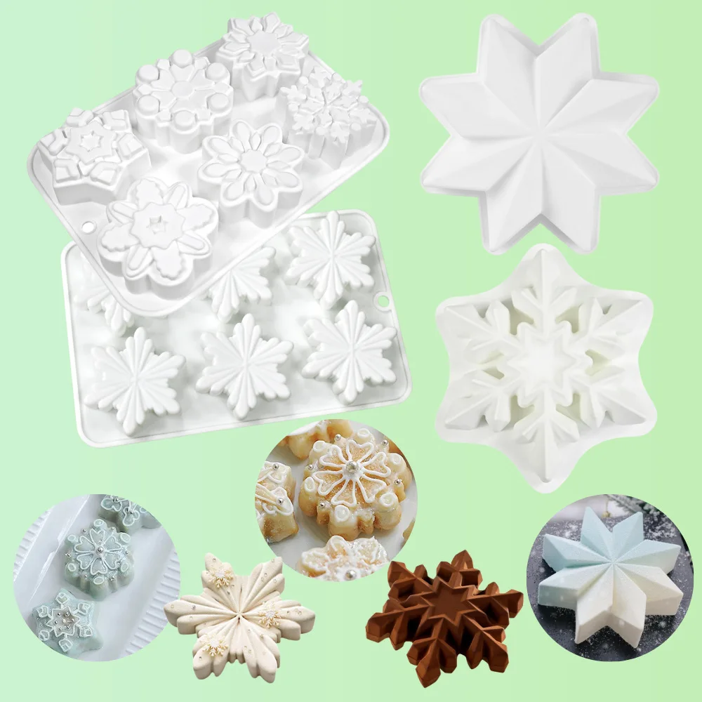 

Snowflake Silicone Molds Snowflakes Chocolate Ice Cube Molds for DIY Christmas Chocolates Candy Muffins Candle Cake Decoration