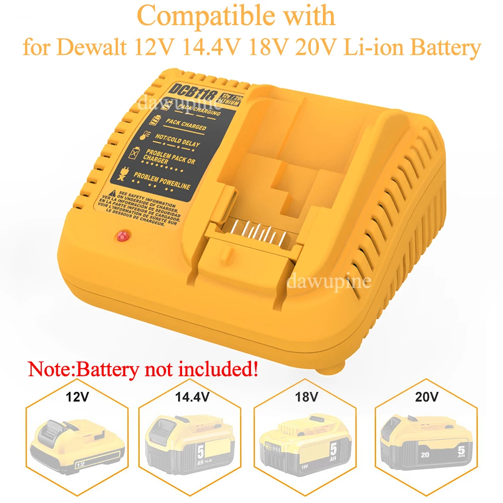 

Power Tool Part DCB118 Fast Charger For DeWalt 12V 14.4V 18V 20V Li-ion Battery DCB120 DCB140 DCB183 DCB180 DCB200 DCB206 DCB112