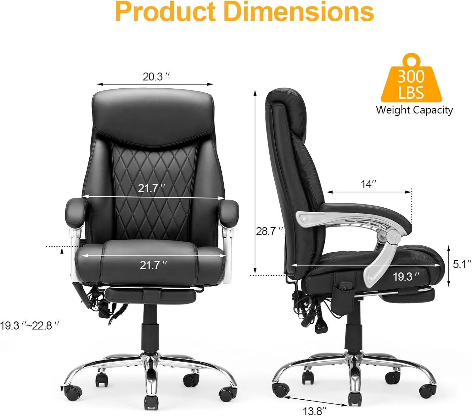 Executive Office Chair, Ergonomic Office Chair with Adjustable Lumbar Back Support,Adjustable Home Office Desk Chair