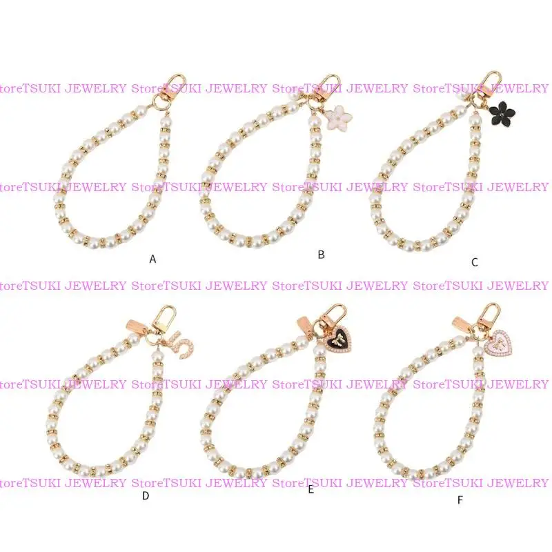 

62KE Elegant Simulated Pearls Chain Charm for Handbag Bag Pendant Ornament Phone Ornament Fashion Accessory