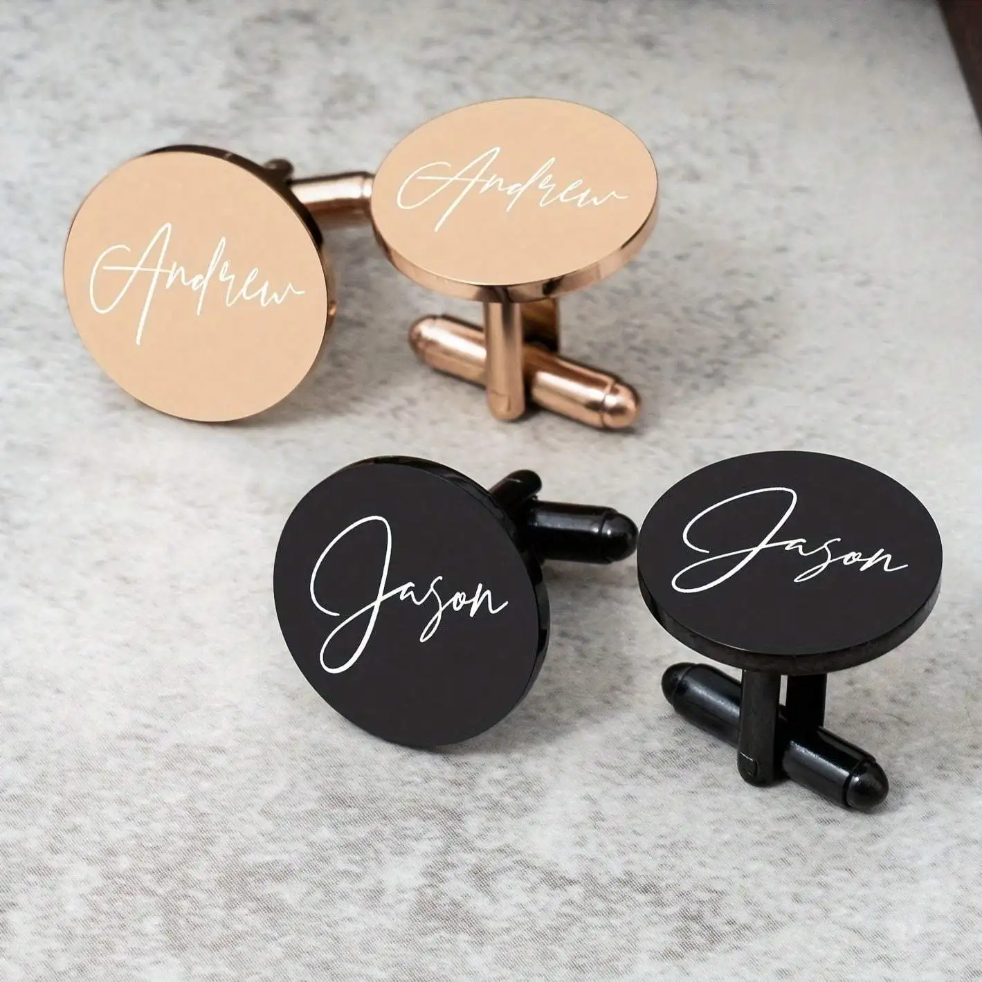 1 Pair Custom Name Cufflinks, Personalized Groom Stainless Steel Cufflinks, Groomsman's Button, Men's Birthday Anniversary Gifts