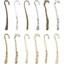 12Pcs Hook Bookmarks Findings Metal Bookmark Hairpin Stripe Hook Vintage Bookmark Clip for Crafting Jewelry Making Charms