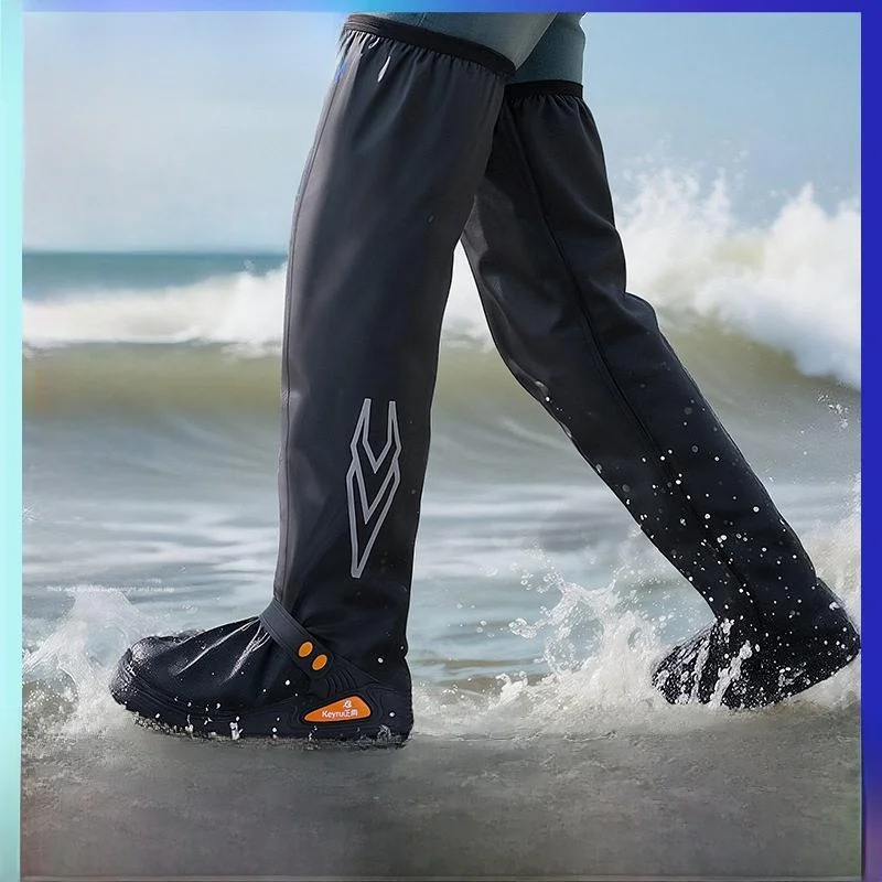 Wear-Resistant Long Tube Rain Boot Covers Thickened Anti-Slip Waterproof Outdoor Cycling Rain Boots for Women 75cm