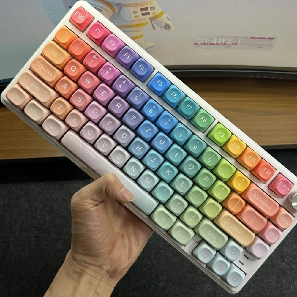 dopamine-rainbow-keycaps-customiezd-pbt-artisan-point-keycap-moa-profile-for-60-68-75-98-104-mechanical-keyboard-accessories
