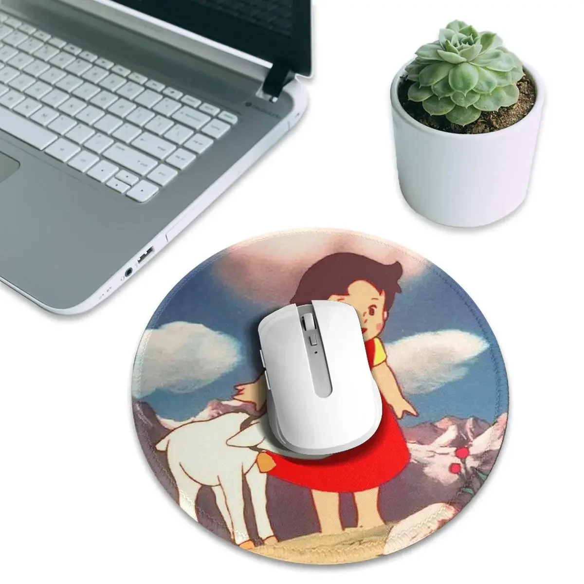 Heidi On A Walk On The Mountain Round Mouse Pad Computer Keyboard Mouse Mat Gaming PC Desk Mat Office Accessories Table Mats